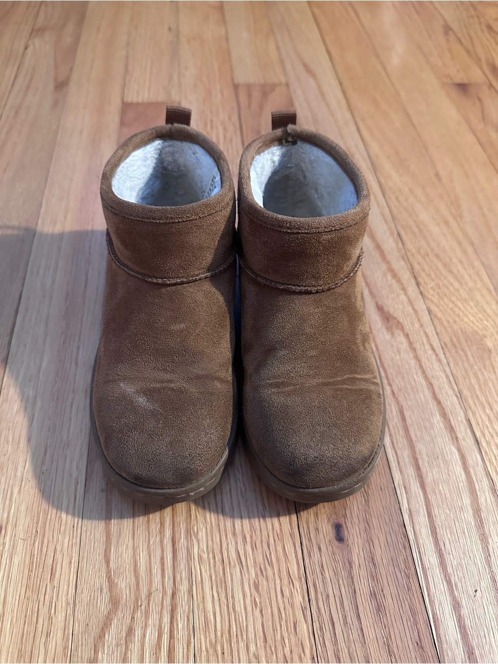 Toddler Cozy-Fleece Brown Suede Booties